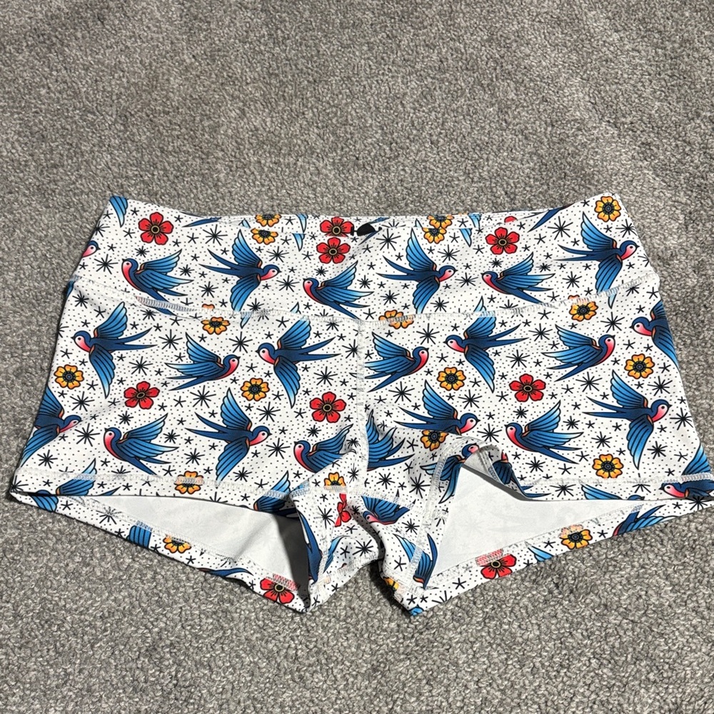 Blue Bird Print Women's Athletic Shorts